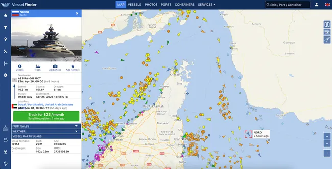 142‑метровая суперъяхта «Норд», принадлежащая, по данным открытых источников, бизнесмену Алексею Мордашову, покинула Дубай и, следуя в Оман, пересекла Ормузский пролив. В тот же период через пролив прошёл ряд других судов, в том числе находящихся под американскими санкциями.