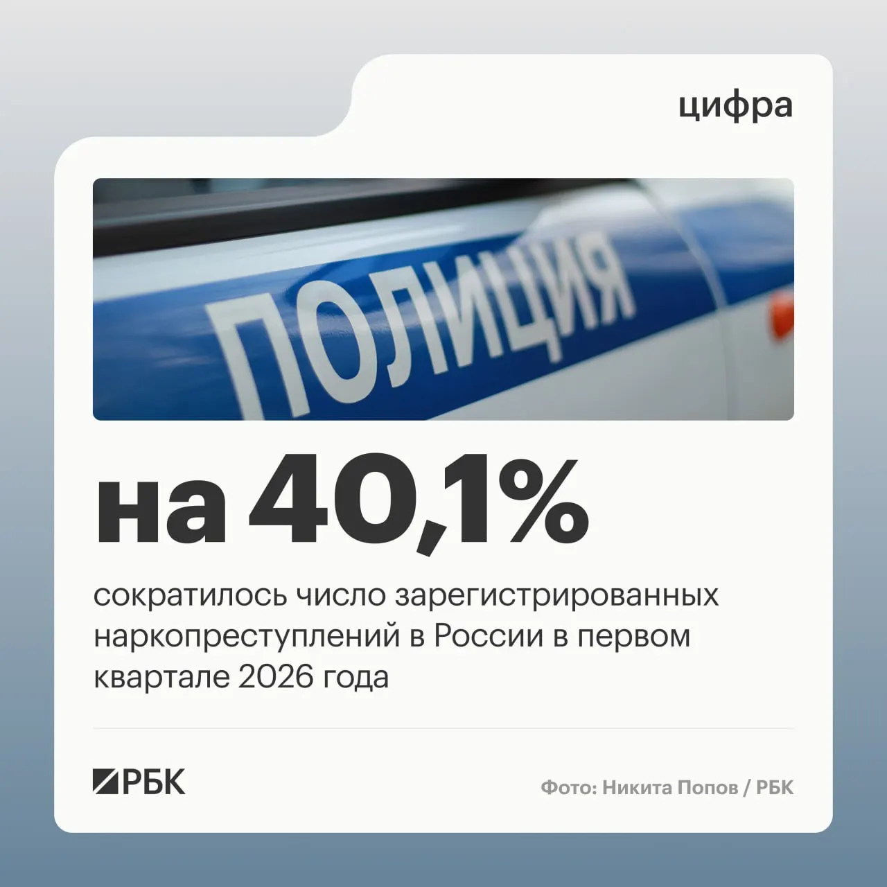 Аппарат Совета безопасности России сообщает: в первом квартале доля зарегистрированных наркопреступлений сократилась с 12,8% до 9,2%, общее число таких преступлений уменьшилось на 40,1%. Снижение связывают с изменением практики учёта по решению Верховного суда.