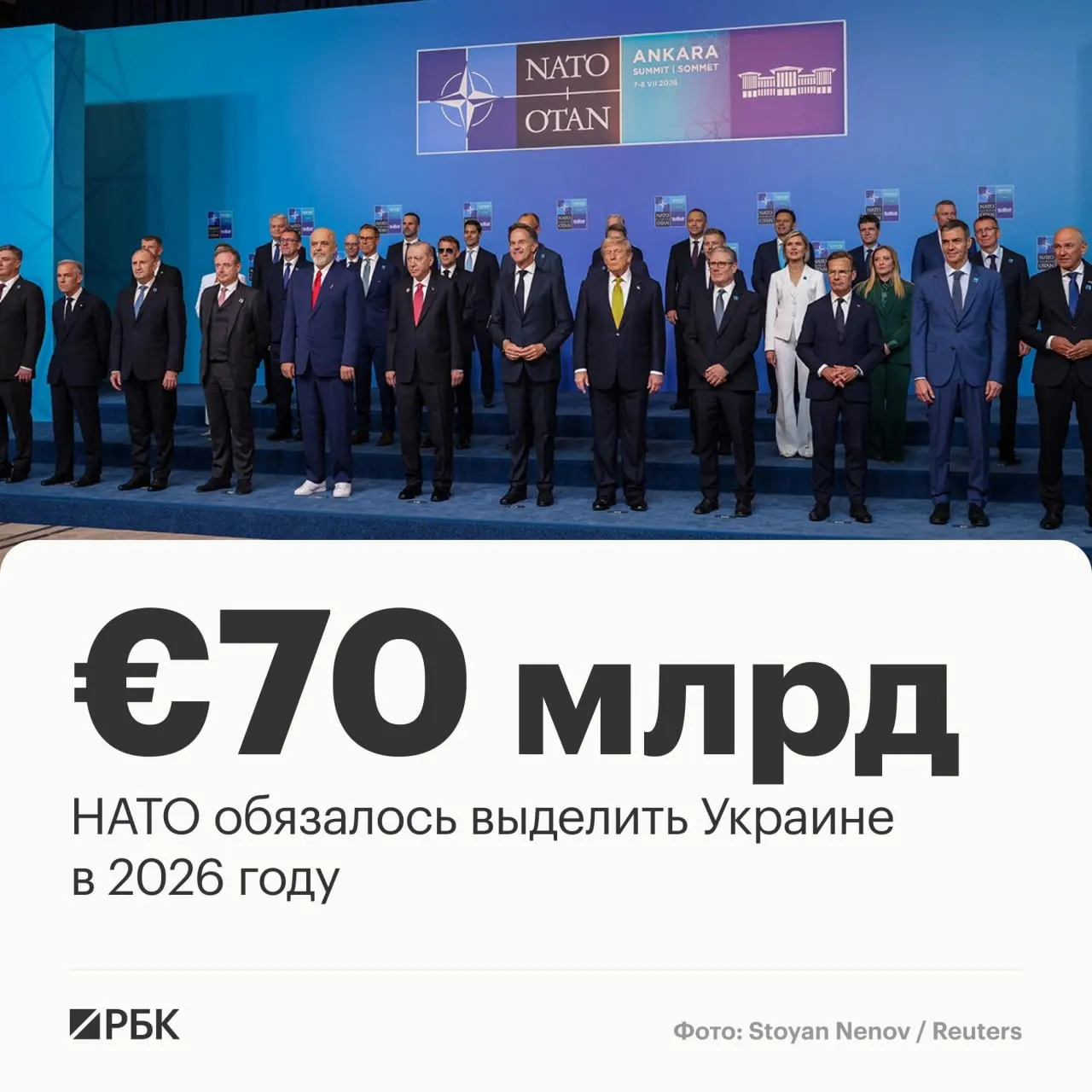 На саммите в Анкаре союзники приняли декларацию: выделить Украине €70 млрд на технику, помощь и обучение и гарантировать как минимум эквивалентный уровень расходов до 2027 года.